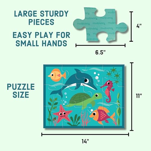 Mudpuppy Under the Sea 12-Piece Puzzle – Colorful Ocean Scene with Reusable Zipper Pouch for Toddlers Ages 2-4