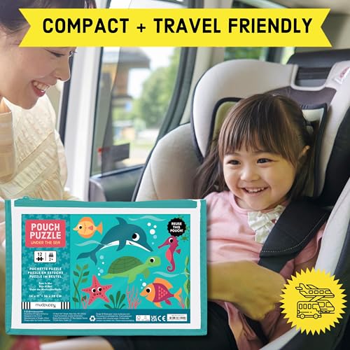 Mudpuppy Under the Sea 12-Piece Puzzle – Colorful Ocean Scene with Reusable Zipper Pouch for Toddlers Ages 2-4