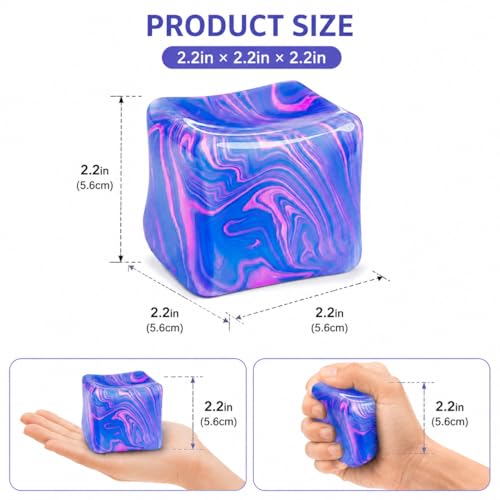 Muhubaih Stress Cube – Blue Slow-Rising Square Fidget Ball for Adults