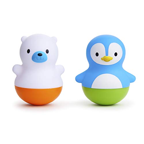 Munchkin Bath Bobbers Polar Bear and Penguin Mold-Free Bath Toys for Babies and Toddlers 6+ Months
