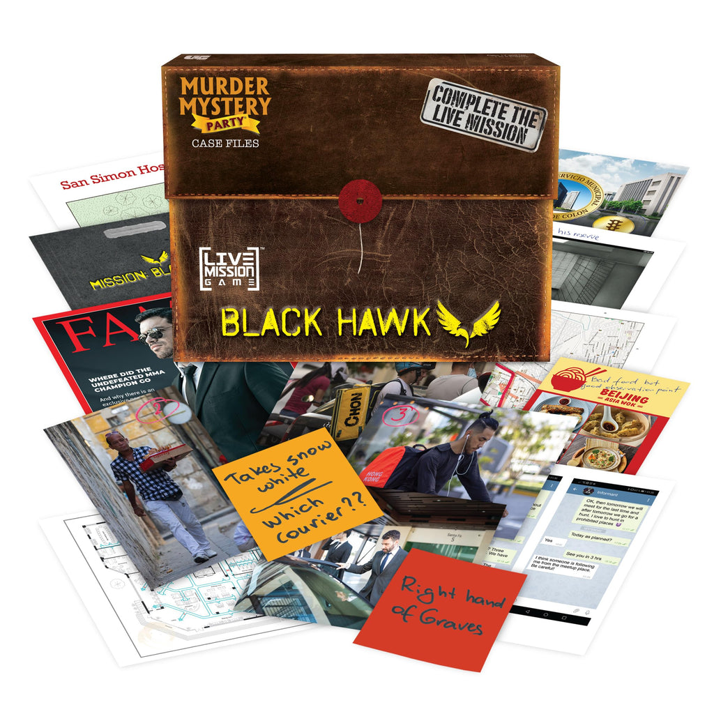 Murder Mystery Party Case Files: Mission Black Hawk – Live Cyber Heist Game for 1+ Players, Ages 14+