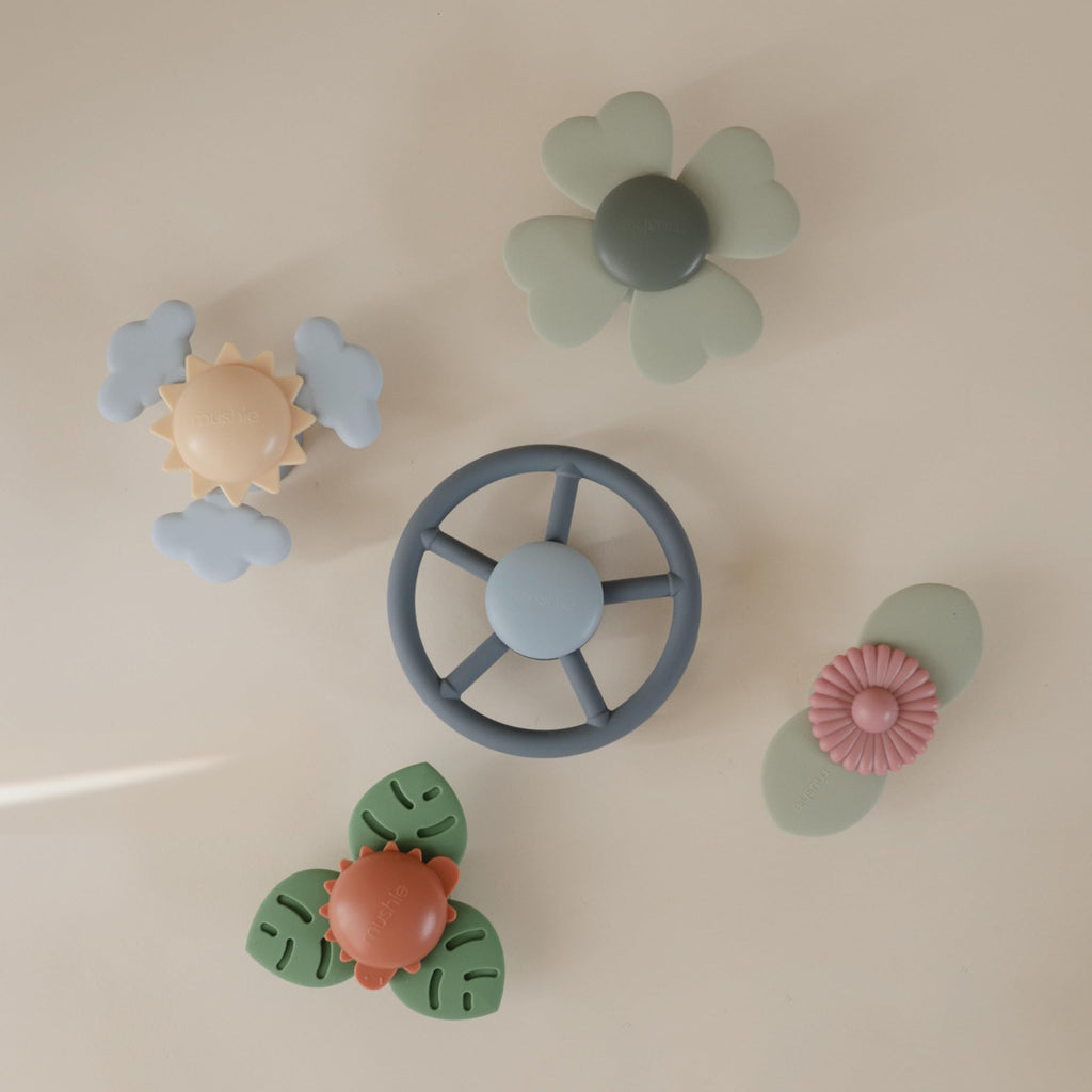 mushie Blossom Suction Spinner Toy – Sensory Toy for Toddlers, Bath & On-the-Go Play