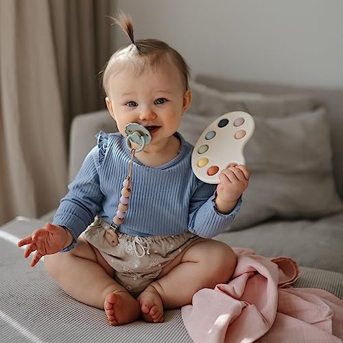mushie Paint Palette Press Toy – Soft Silicone Pop Fidget for Baby Sensory Play