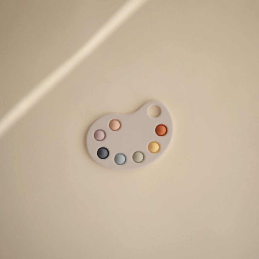 mushie Paint Palette Press Toy – Soft Silicone Pop Fidget for Baby Sensory Play