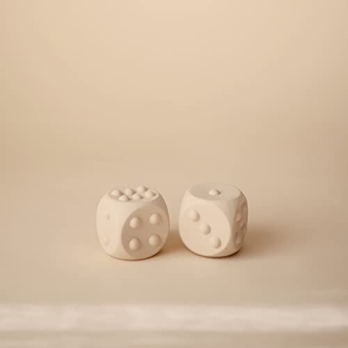 Mushie Silicone Dice Press Toy for Sensory Play – Blush/Shifting Sand, 10+ Months