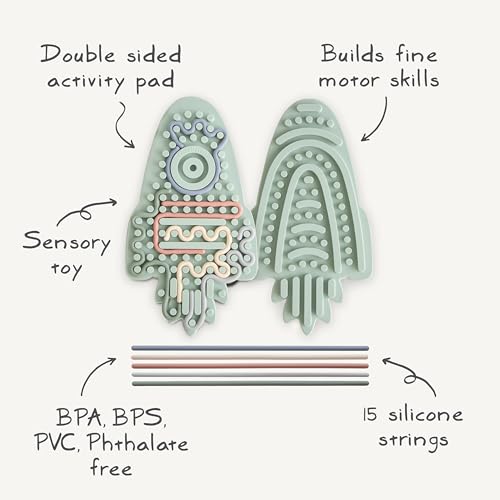 Mushie Silicone Sensory Toy Rocket - 16 Piece Fidget Set for Ages 3+