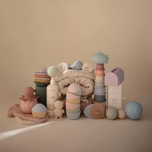 mushie Stackable Bath Boats (Petal) – Set of 5 Floating Bath Toys for Toddlers, BPA-Free, Made in Denmark