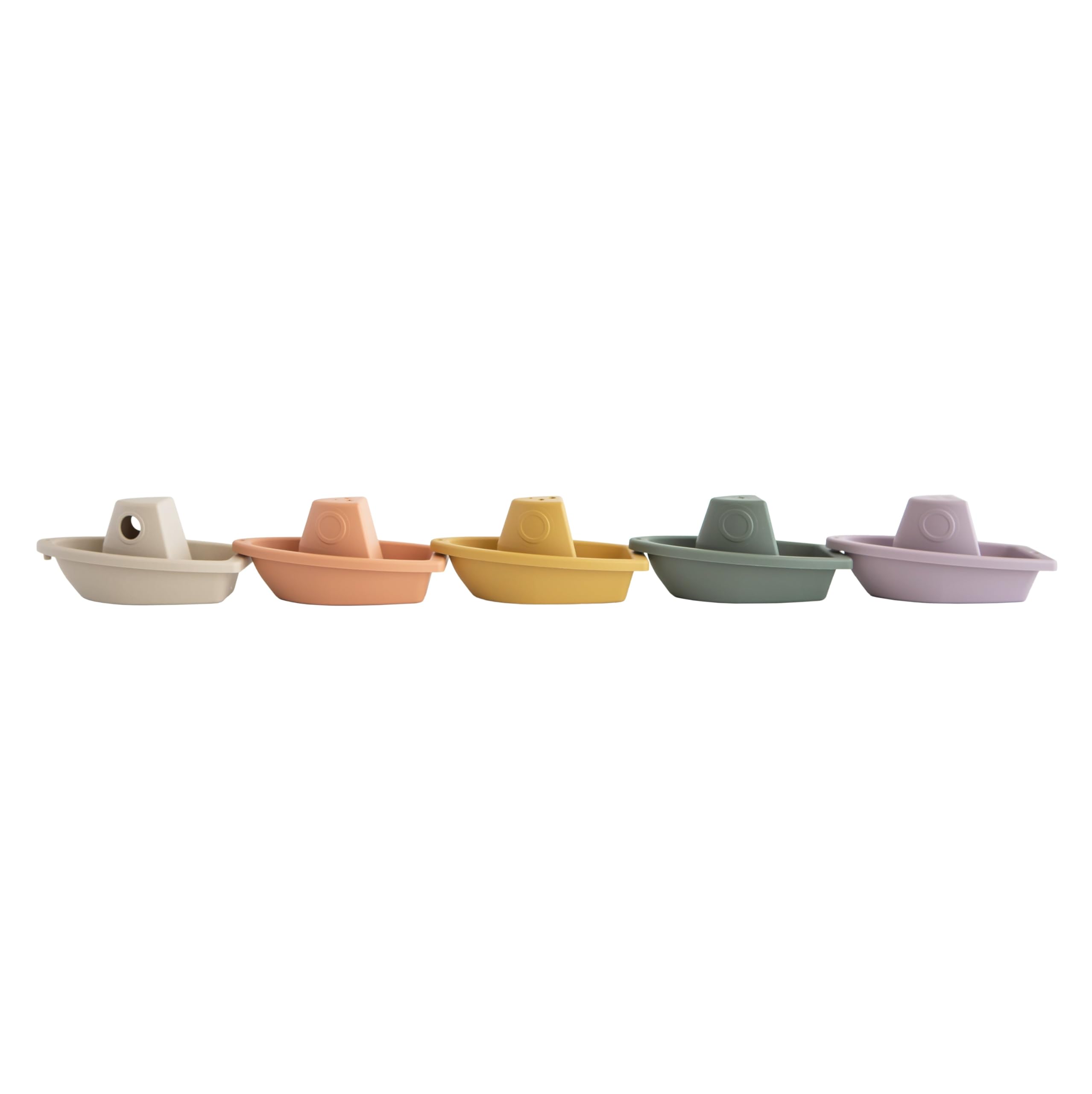 mushie Stackable Bath Boats (Rustic) – Set of 5 Floating Bath Toys for Babies & Toddlers