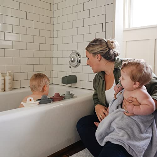 mushie Stackable Bath Boats – Set of 5 Floating Toys for Toddlers & Babies, Made in Denmark
