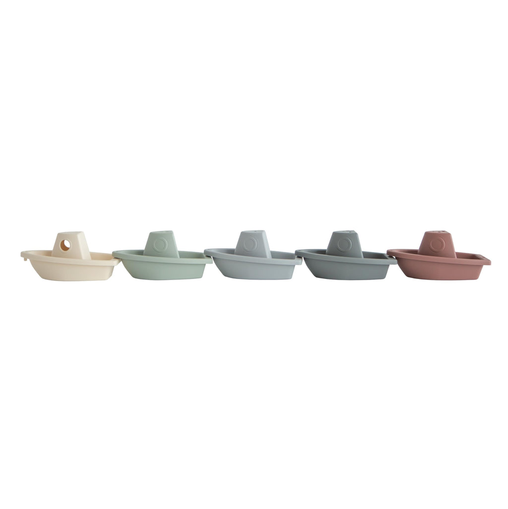 mushie Stackable Bath Boats – Set of 5 Floating Toys for Toddlers & Babies, Made in Denmark