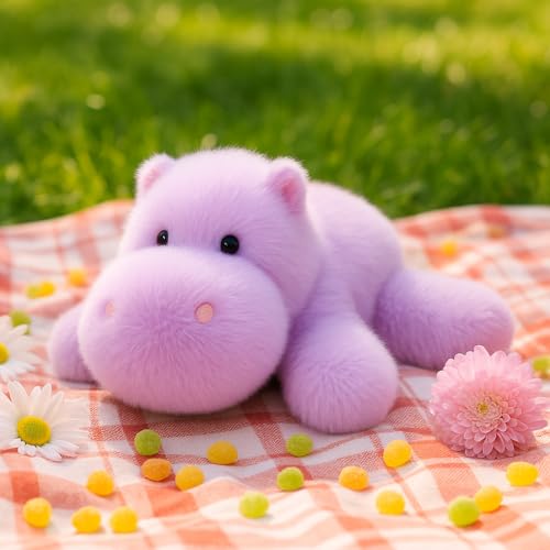 Mushymallow Adorable Hippo Stuffed Animal – Soft Plush Toy with Weighted Beans for Sitting or Standing