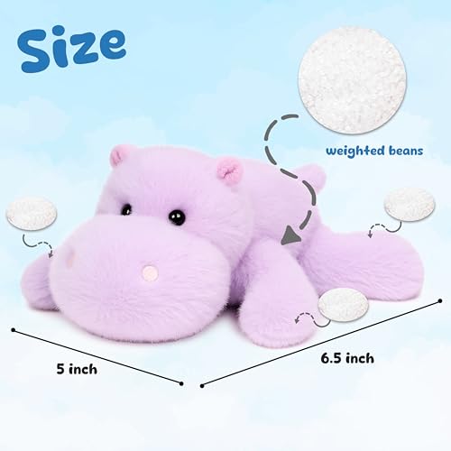 Mushymallow Adorable Hippo Stuffed Animal – Soft Plush Toy with Weighted Beans for Sitting or Standing