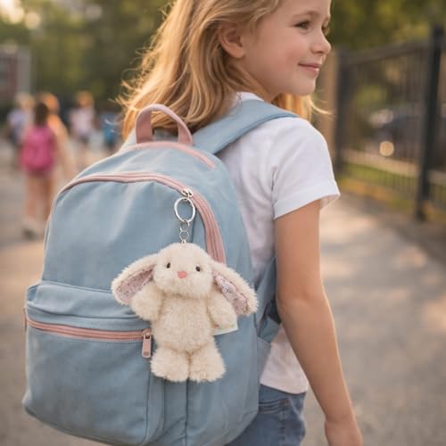 Mushymallow Beige Bunny Stuffed Animal Keychain – 7-Inch Soft Plush Rabbit for Backpacks