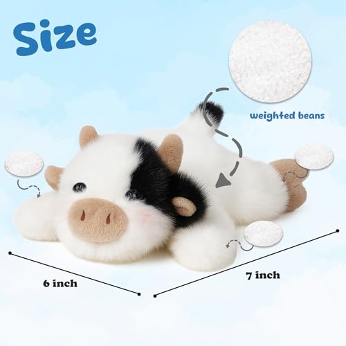 Mushymallow Cow Plush Toy – Soft Weighted Stuffed Animal for Stress Relief