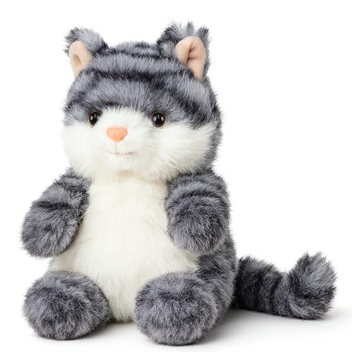 Mushymallow Gray Squeaky Cat Plush – Soft Palm-Sized Stuffed Animal for Stress Relief