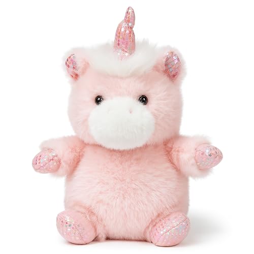 Mushymallow Pink Unicorn Plush Toy – Soft, Squeaky, Palm-Sized Stress Relief for Kids and Adults