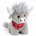Mushymallow Sitting Highland Cow Plush Toy - Soft Gray Stuffed Animal, Cuddly Gift for Kids and Toddlers