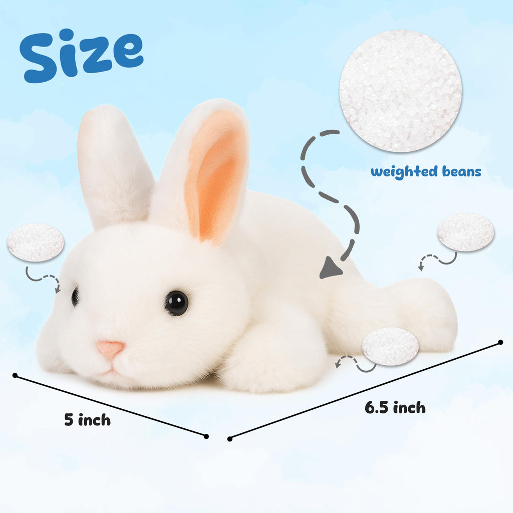 Mushymallow Soft White Rabbit Plush – Weighted Bean Stuffed Bunny, Palm-Sized with Aroma, Easter Gift for Kids