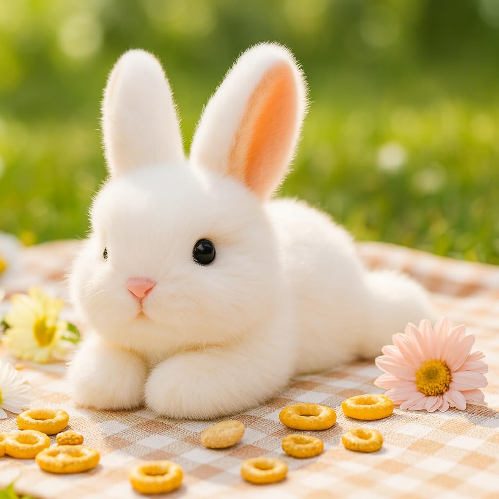 Mushymallow Soft White Rabbit Plush – Weighted Bean Stuffed Bunny, Palm-Sized with Aroma, Easter Gift for Kids