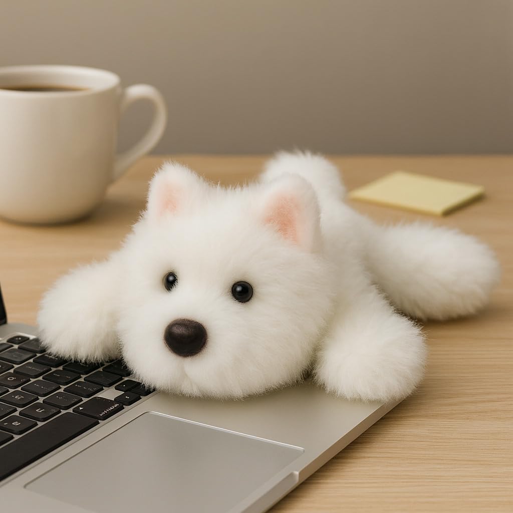 Mushymallow Westie Stuffed Animal – Soft Plush Dog Toy with Weighted Beans, Palm-Sized Cuddly Gift for Kids and Adults