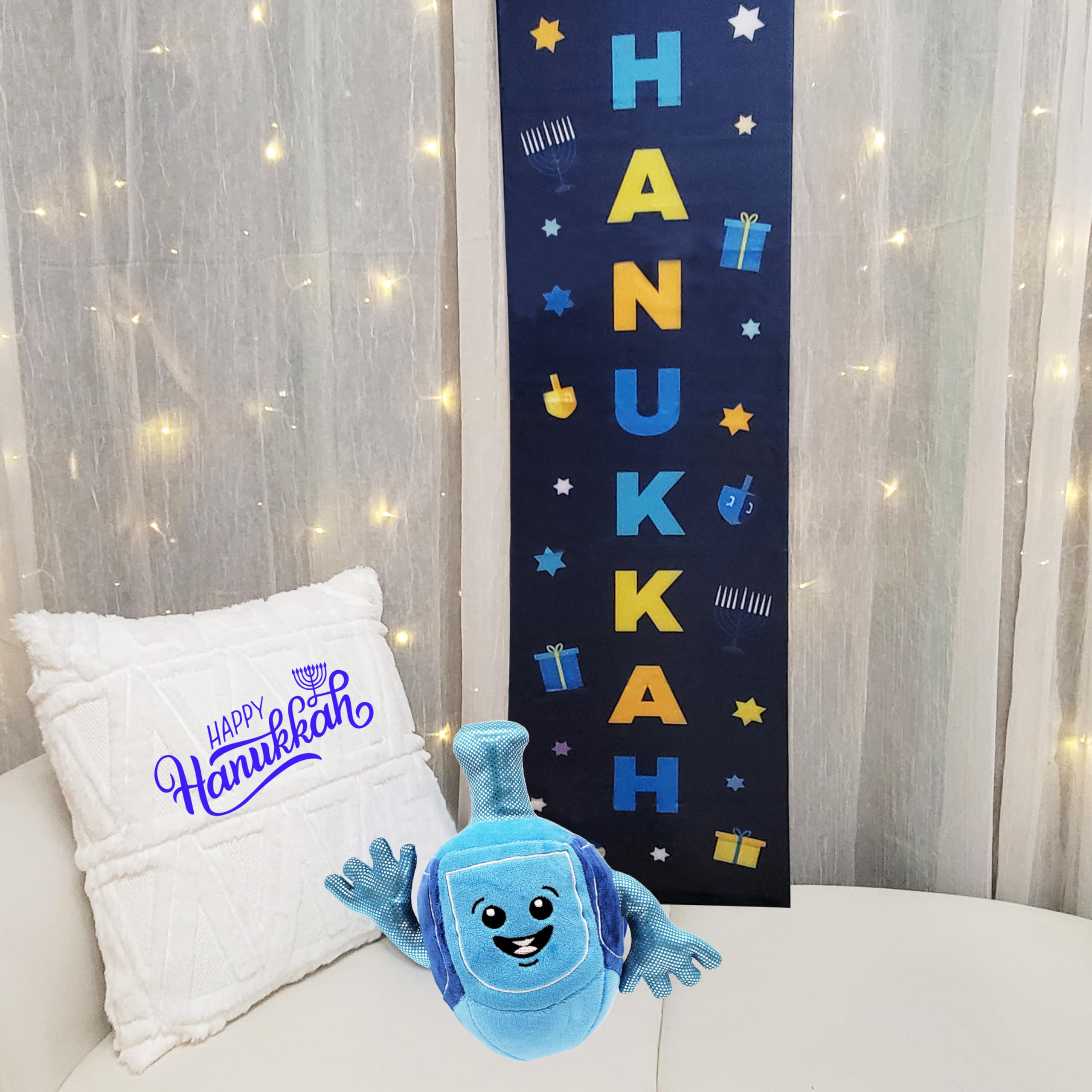 Musical Plush Dreidel Toy for Kids – Plays Two Hanukkah Songs, Soft & Squeezable