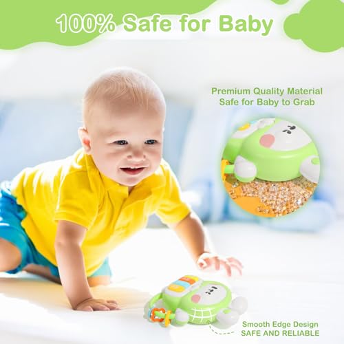 Musical Rabbit Piano Toy for Babies 6-12 Months & Toddlers 1-3 Years - Light Up Bunny with 7 Play Modes, Handle, Safe ABS Plastic - Birthday Gift for 1 Year Old Boy Girl (Green)