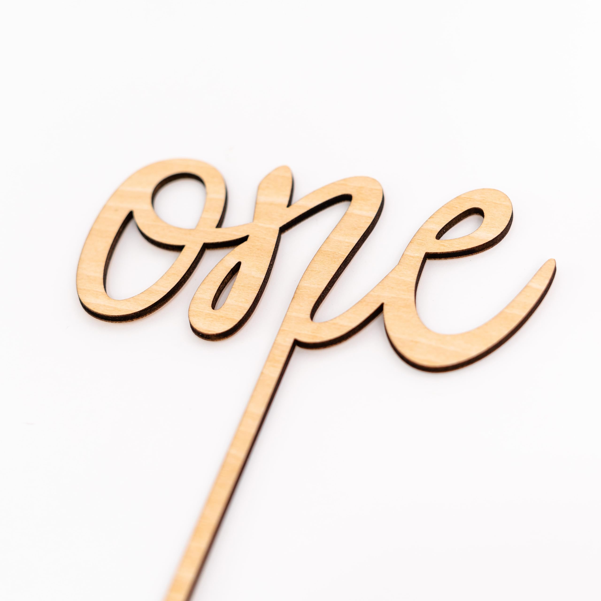 MUWEOL Wooden 'One' Cake Topper – 6x8 Inch First Birthday Decoration, Smash Cake Prop