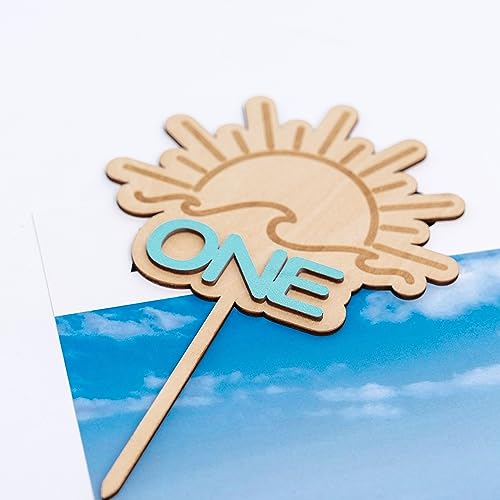 MUWEOL Wooden Wave Surf Cake Topper for First Birthday – Handmade Party Decoration
