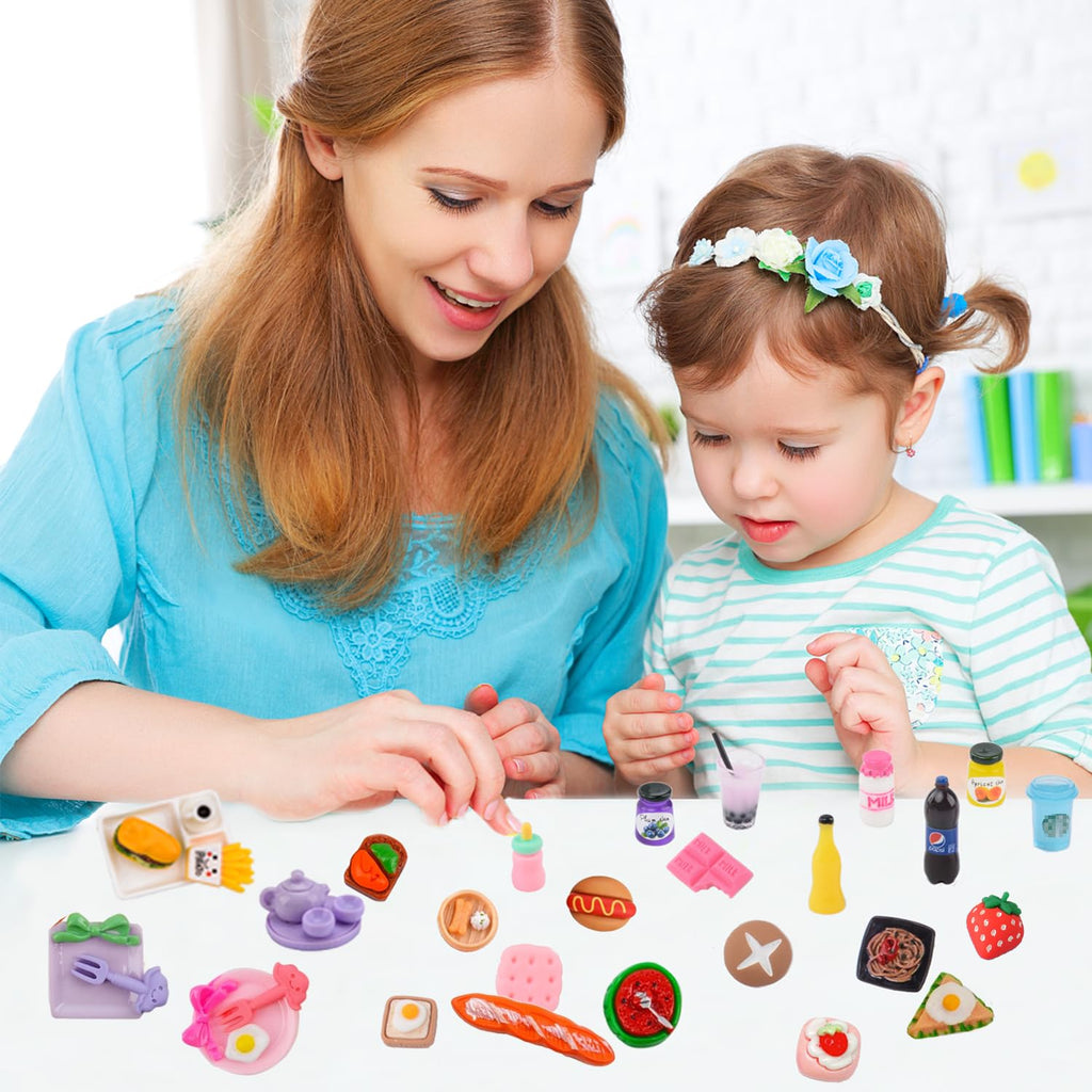 MUYIZI 100-Piece Miniature Food Set – Resin Dollhouse Accessories for Pretend Play & Crafts