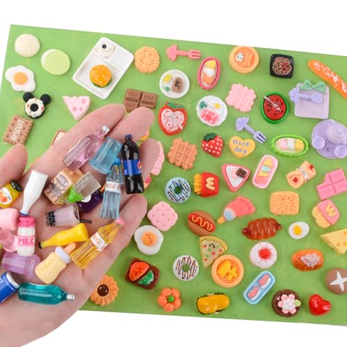 MUYIZI 100-Piece Miniature Food Set – Resin Dollhouse Accessories for Pretend Play & Crafts