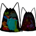 MUYIZI 2-Pack Mesh Beach Bags for Kids and Adults – Quick-Dry, Sand-Free Drawstring Backpack (Black)