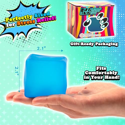 MUYMUT Blue Sensory Stress Cube – High-Density Gel Filled Squishy Toy for Anxiety Relief, Slow-Rebound, 1-Pack