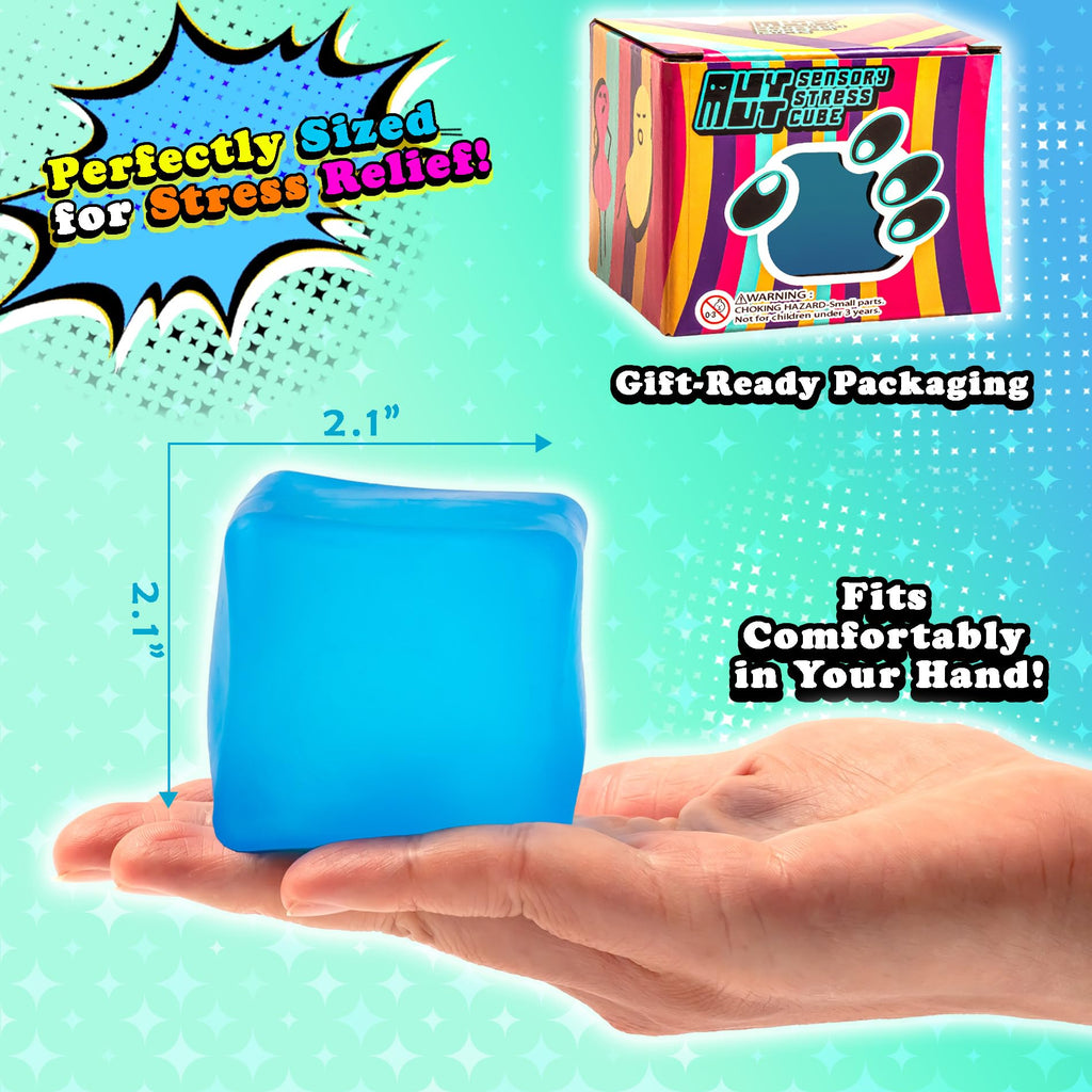 MUYMUT Blue Sensory Stress Cube – High-Density Gel Filled Squishy Toy for Anxiety Relief, Slow-Rebound, 1-Pack
