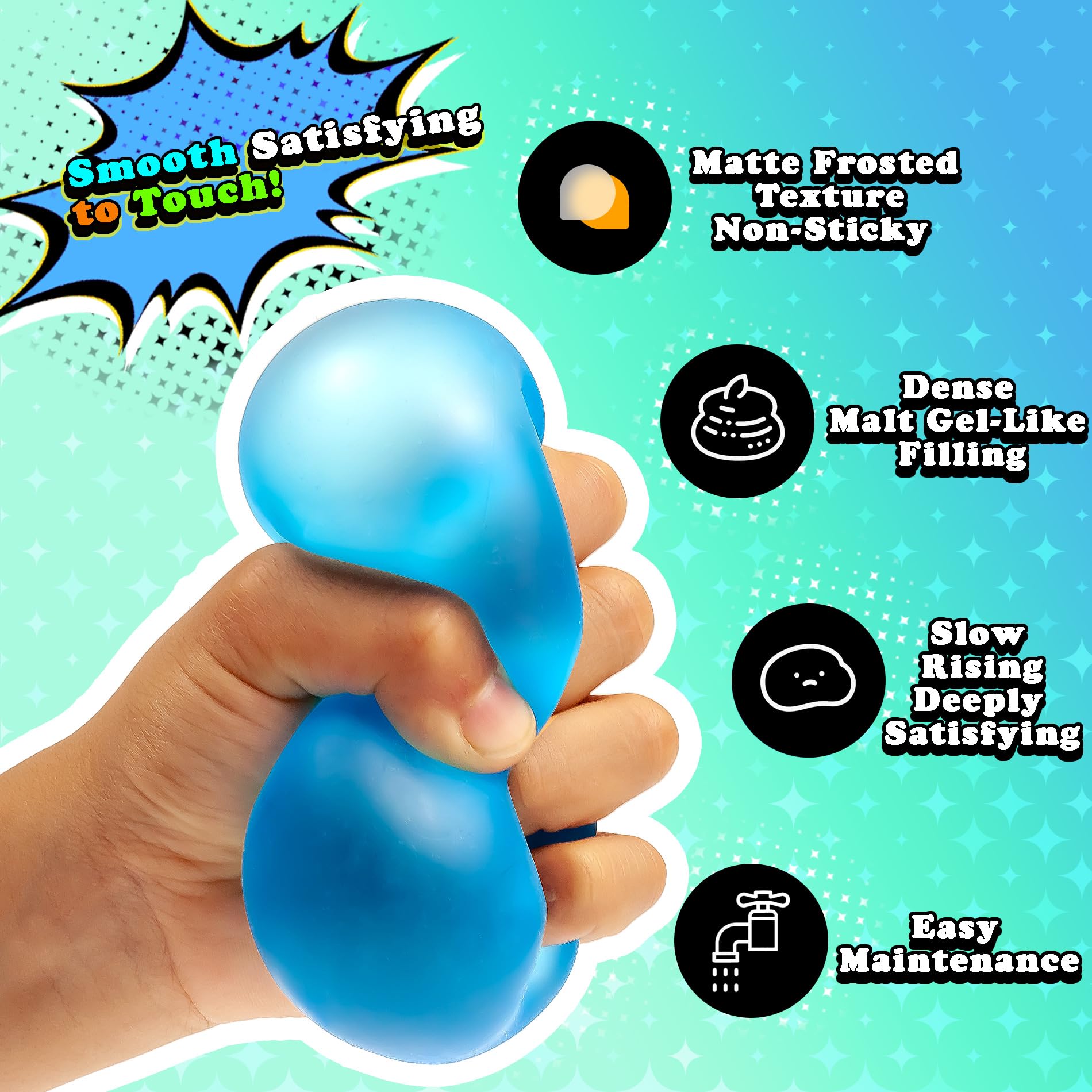 MUYMUT Blue Sensory Stress Cube – High-Density Gel Filled Squishy Toy for Anxiety Relief, Slow-Rebound, 1-Pack