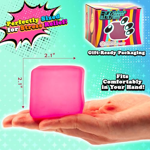 MUYMUT Sensory Stress Cube – High-Density Gel Filled Squishy Toy, Pink, 1-Pack for Anxiety Relief and Focus