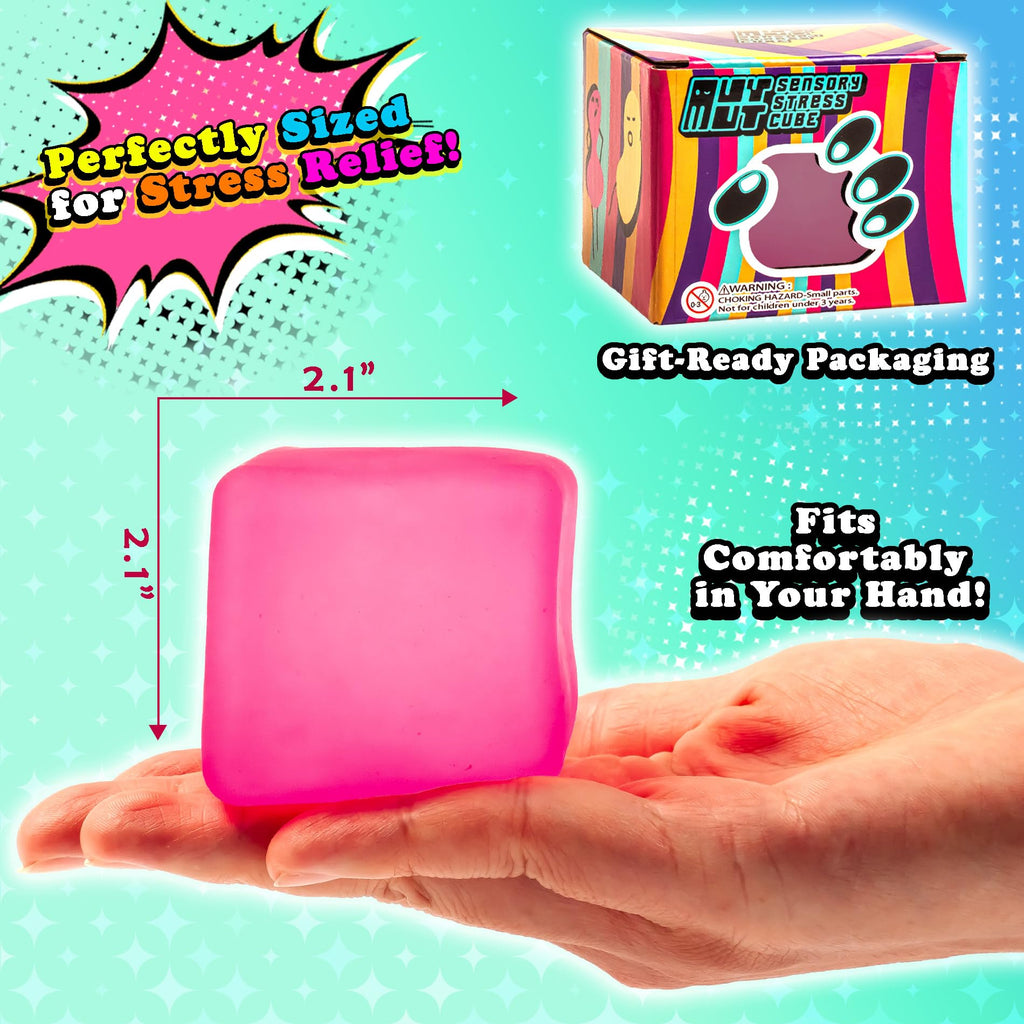 MUYMUT Sensory Stress Cube – High-Density Gel Filled Squishy Toy, Pink, 1-Pack for Anxiety Relief and Focus