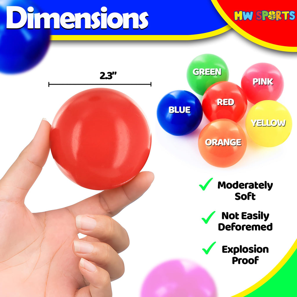 MW SPORTS 50 Ball Pit Balls for Toddlers & Kids – Crush Proof, BPA-Free, with Storage Bag