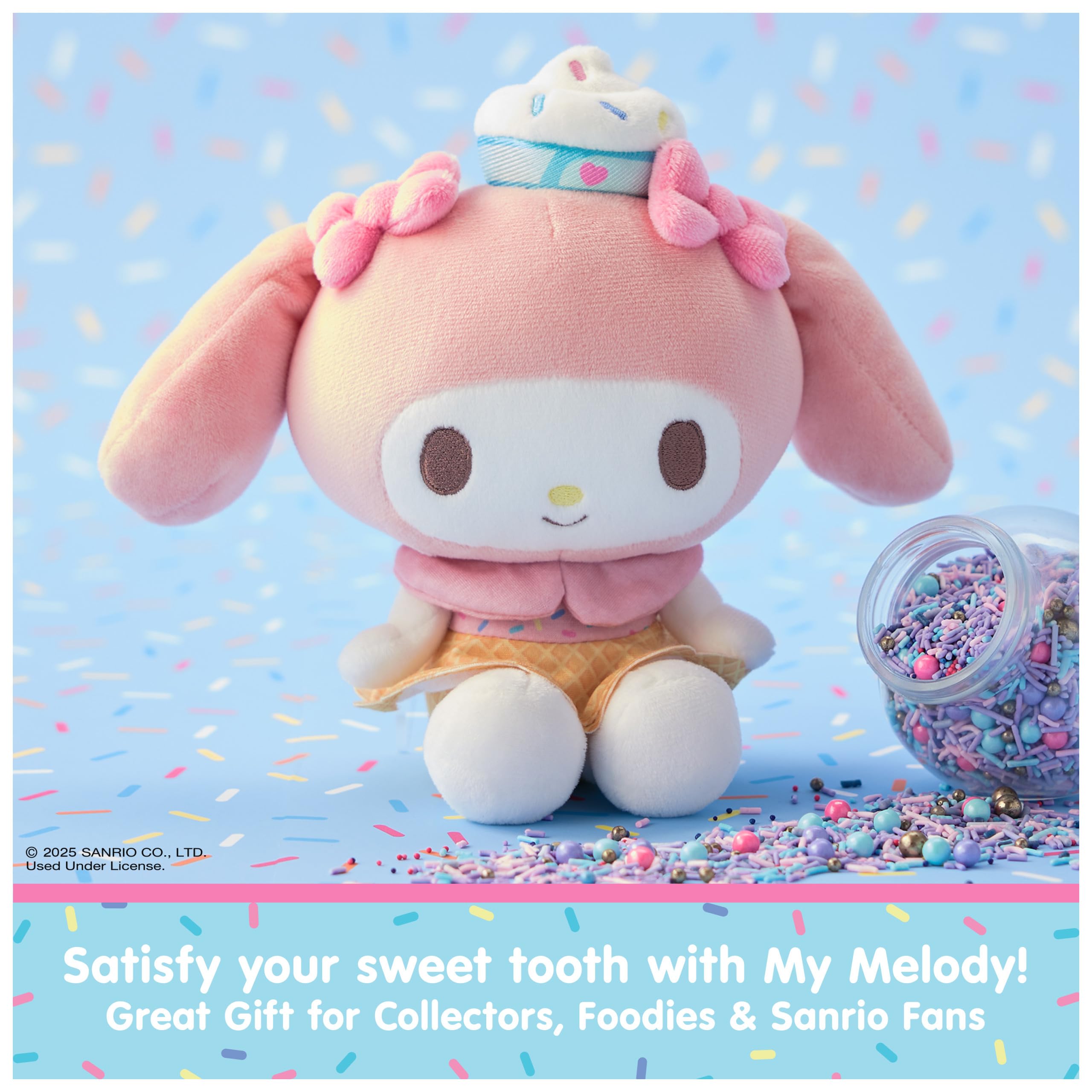 My Melody Ice Cream Plush by GUND - 6 Inch Soft Stuffed Animal with Dessert Outfit