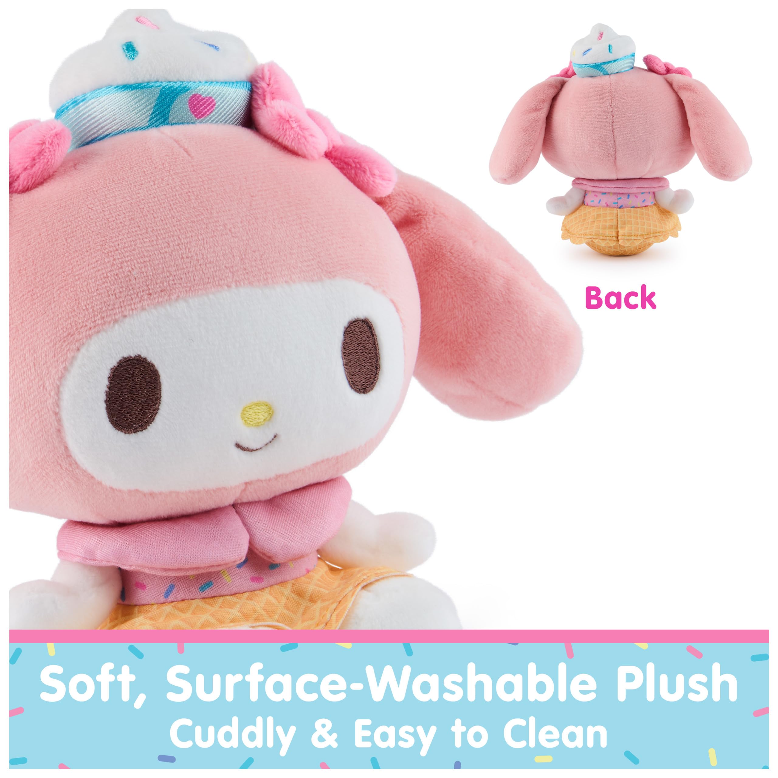My Melody Ice Cream Plush by GUND - 6 Inch Soft Stuffed Animal with Dessert Outfit