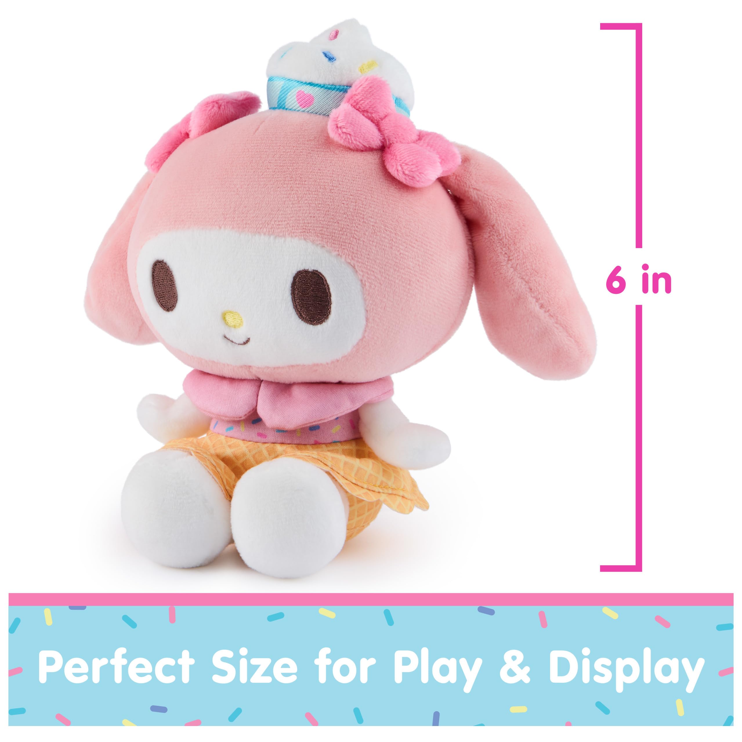 My Melody Ice Cream Plush by GUND - 6 Inch Soft Stuffed Animal with Dessert Outfit