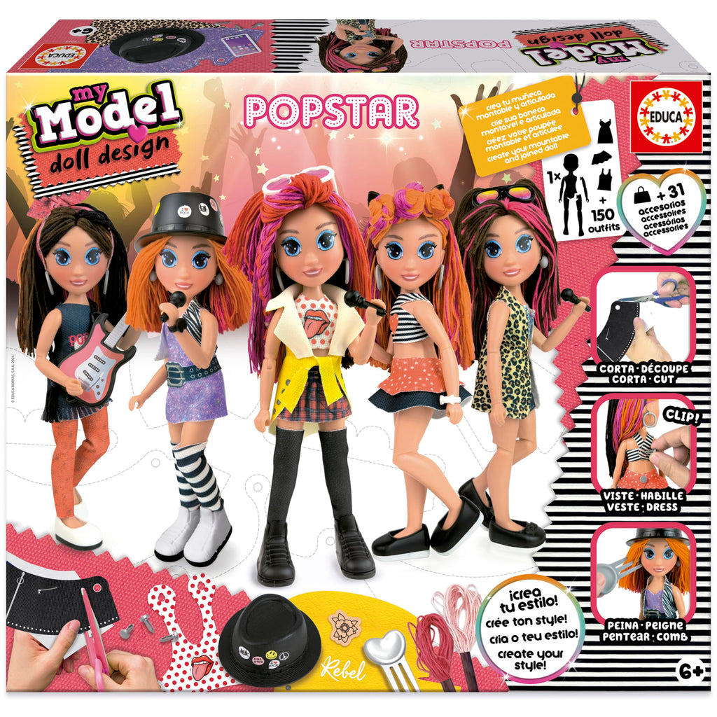My Model Doll Design POP Star by Educa - Create 150+ Looks with No-Sew Fashion