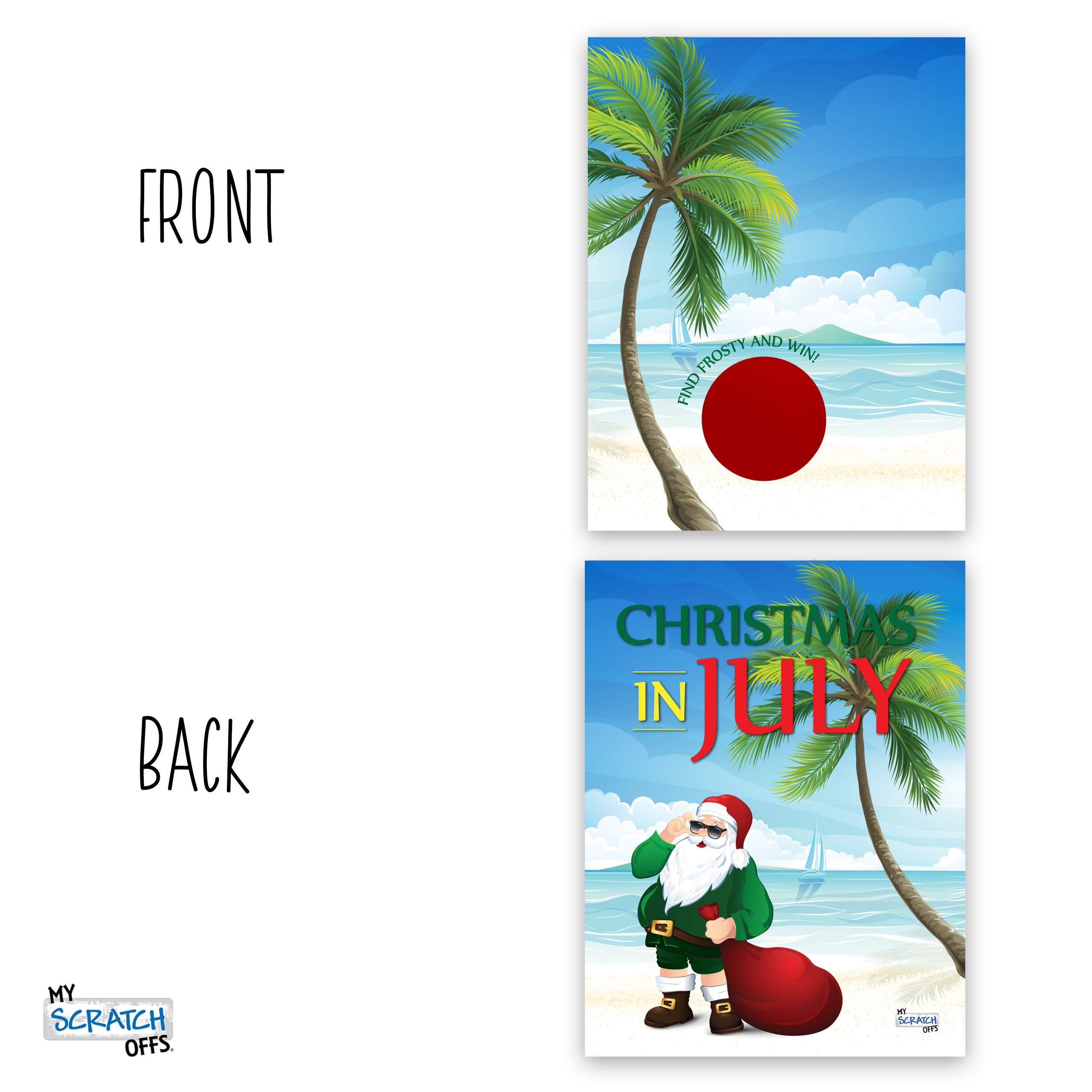 My Scratch Offs Christmas in July Scratch Off Cards (26 Pack) – Palm Tree Santa Design