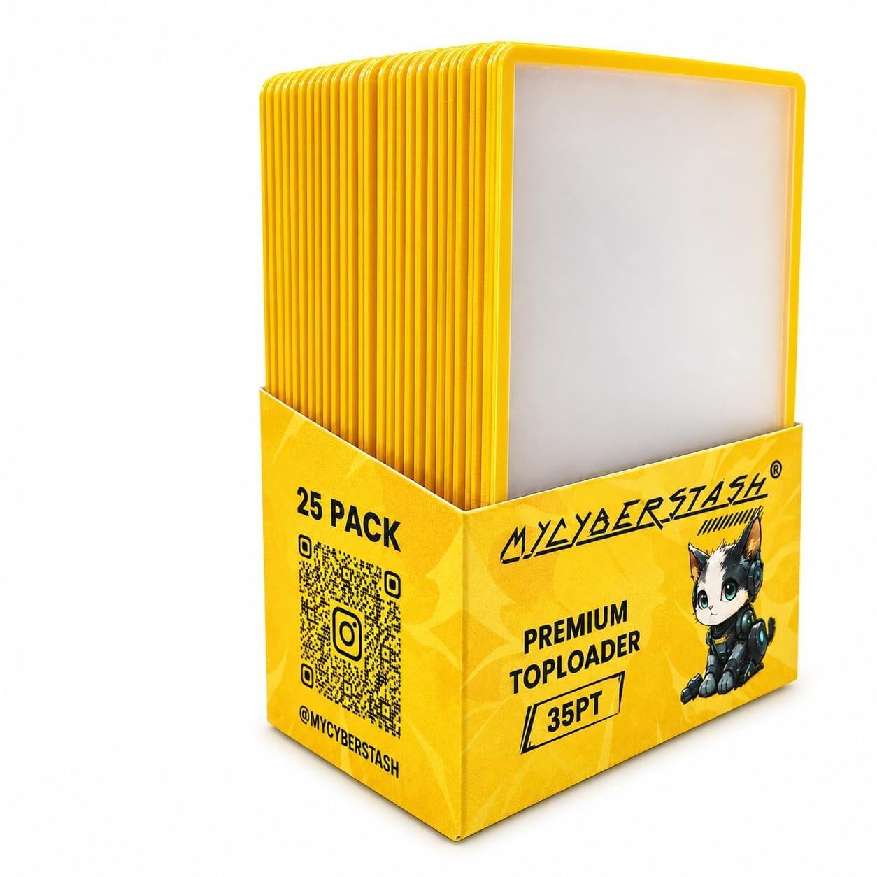 MYCYBERSTASH Yellow Outline TopLoaders 3x4 – 25 Pack for Anime & Sports Cards Up to 35pt