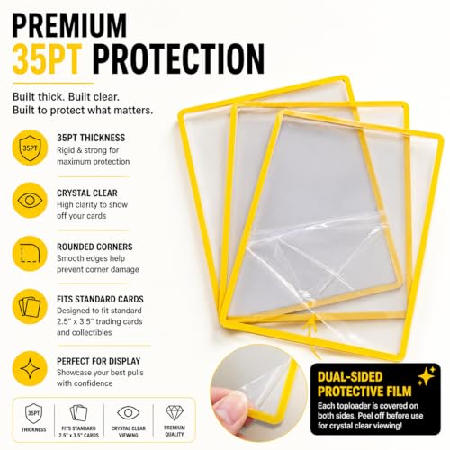 MYCYBERSTASH Yellow Outline TopLoaders 3x4 – 25 Pack for Anime & Sports Cards Up to 35pt