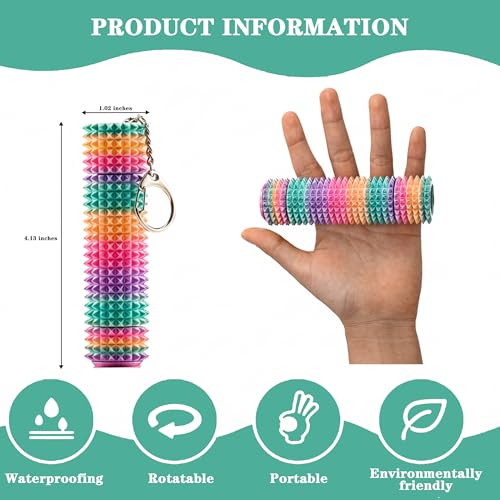 Mydethun 3-Section Rainbow Fidget Toy with Roller and Spinner – Silent Stress Relief for Adults