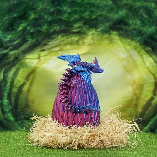 Mydhall 3D Printed Flying Dragon Egg – Articulated Dragon Inside, Blue Purple Gradient, Medium (5.5 in)