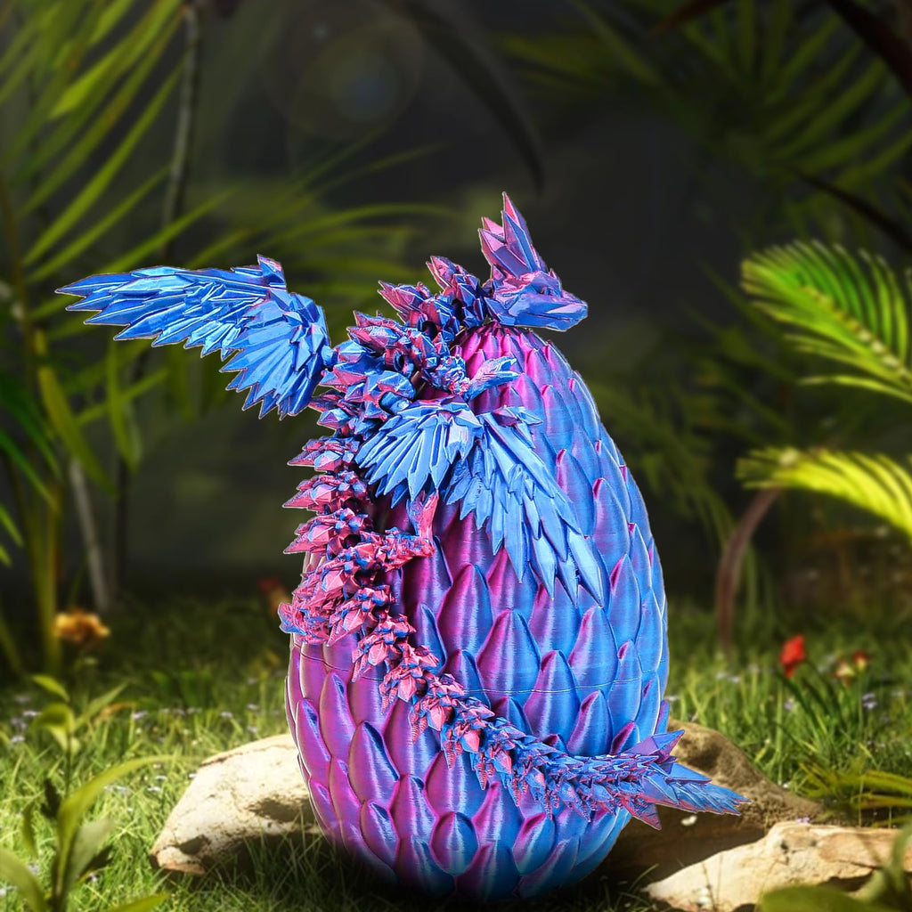 Mydhall 3D Printed Flying Dragon Egg – Articulated Dragon Inside, Blue Purple Gradient, Medium (5.5 in)