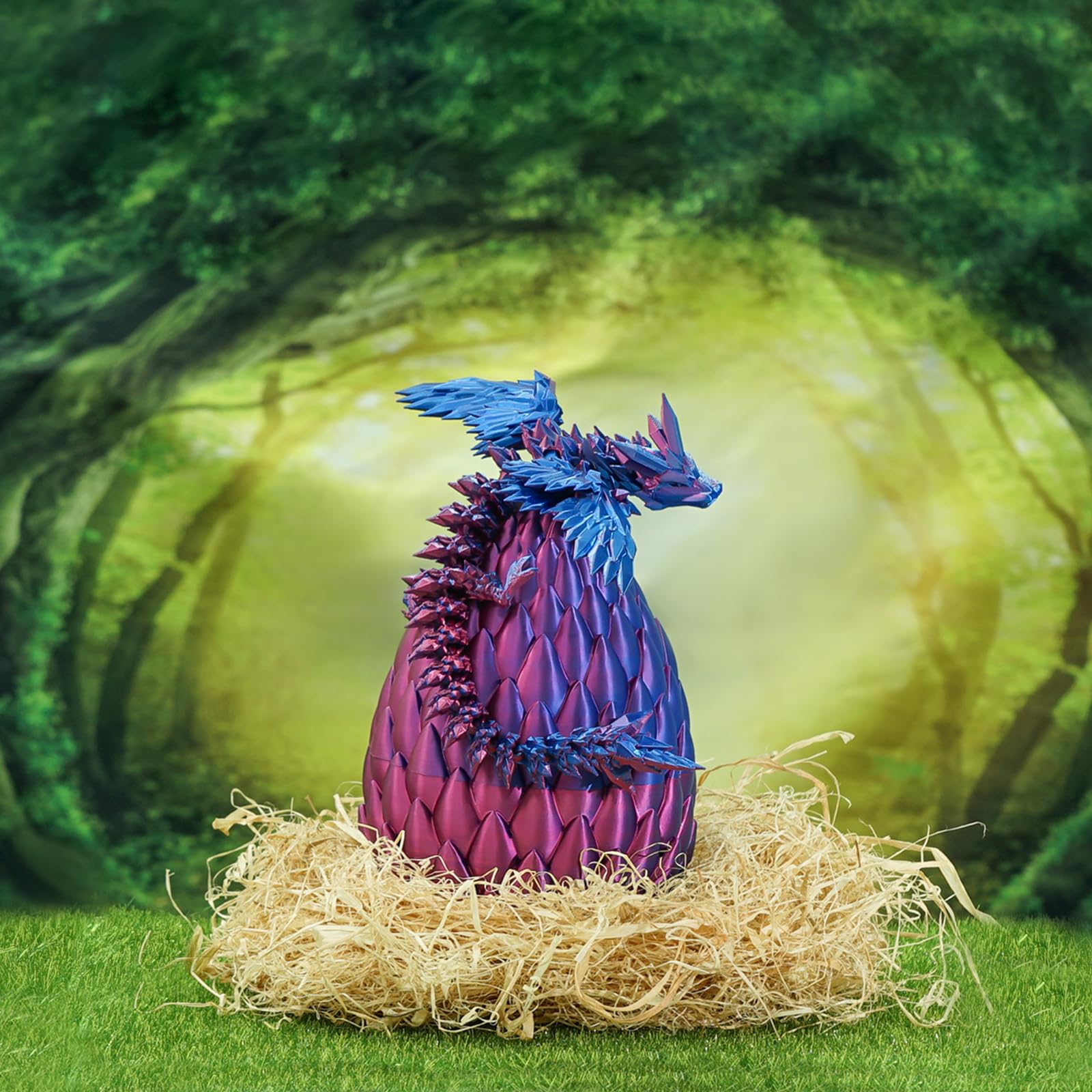 Mydhall 3D Printed Flying Dragon Egg – Articulated Dragon Inside, Blue Purple Gradient, Medium (5.5 in)