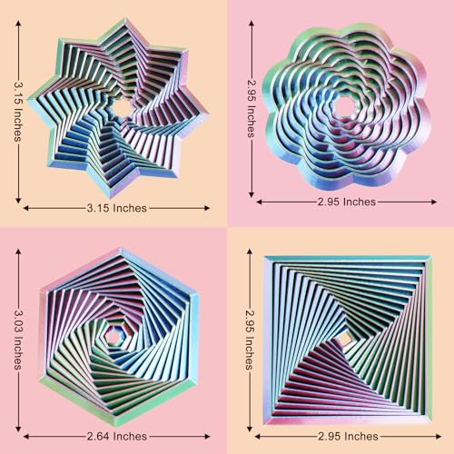 Mydhall 4-Pack 3D Printed Fidget Toys – Hexagon, Star, Spiral & Square – Stress Relief Sensory Toys for Kids & Adults (Red/Green, 3 Inches)