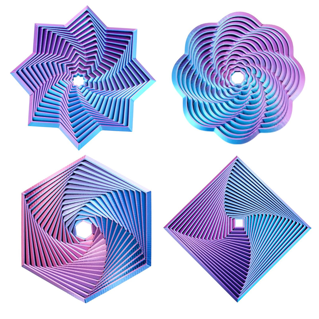 Mydhall 4-Pack 3D Printed Fractal Fidget Toys – Hexagon, Star & More – Light Purple, 3 Inches